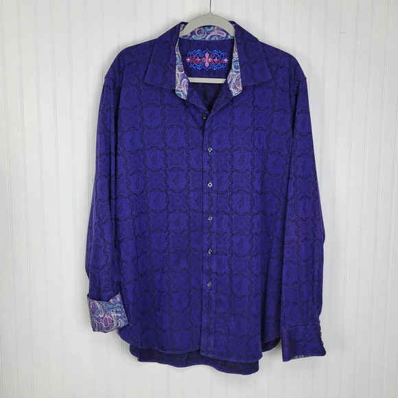 Robert Graham Paisley Button Down Shirt Contrast Cuff Size 2XL - Picture 1 of 8